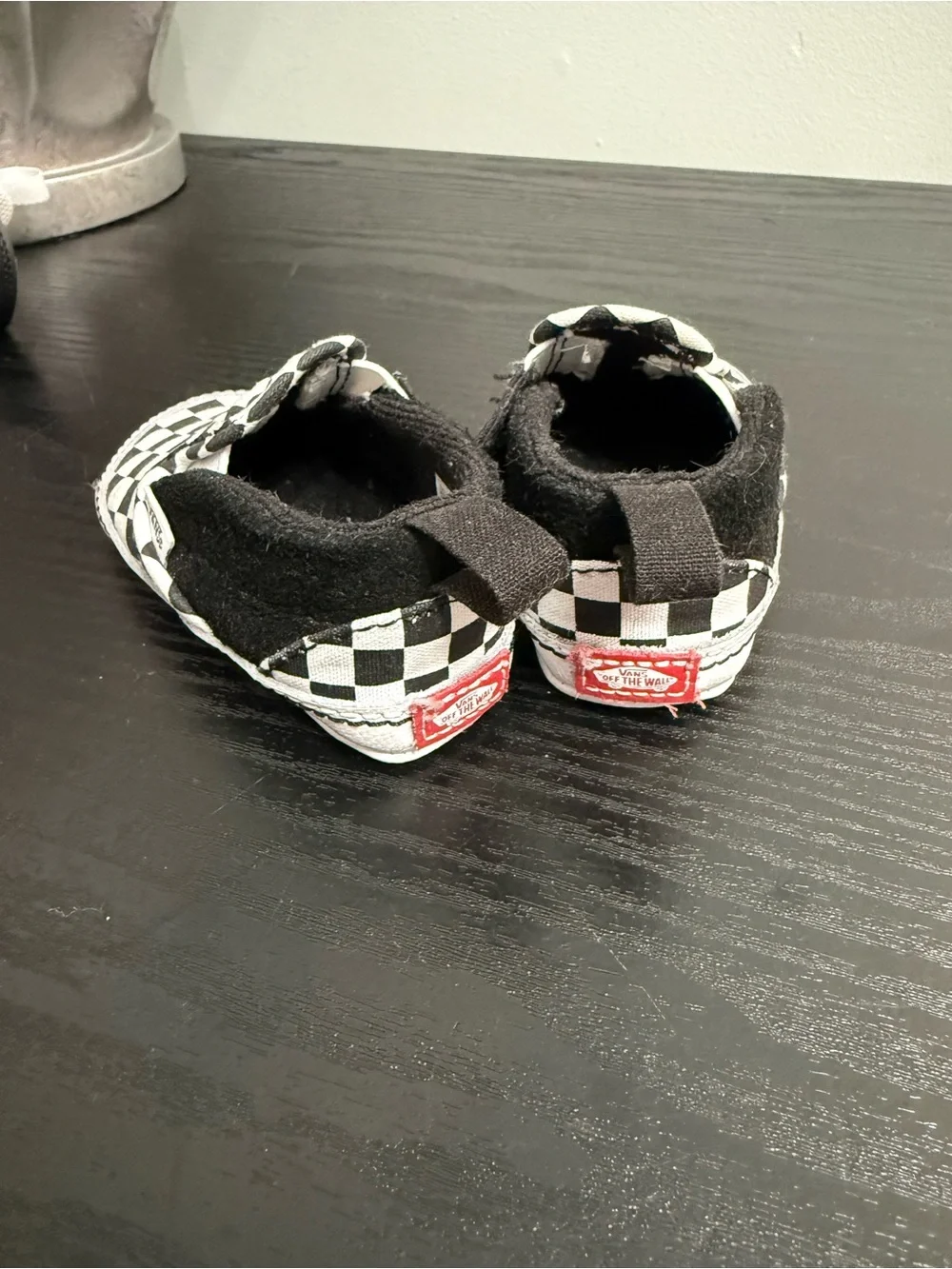 Vans Baby Checkerboard Slip-On Shoes - Black & White Crib Shoes